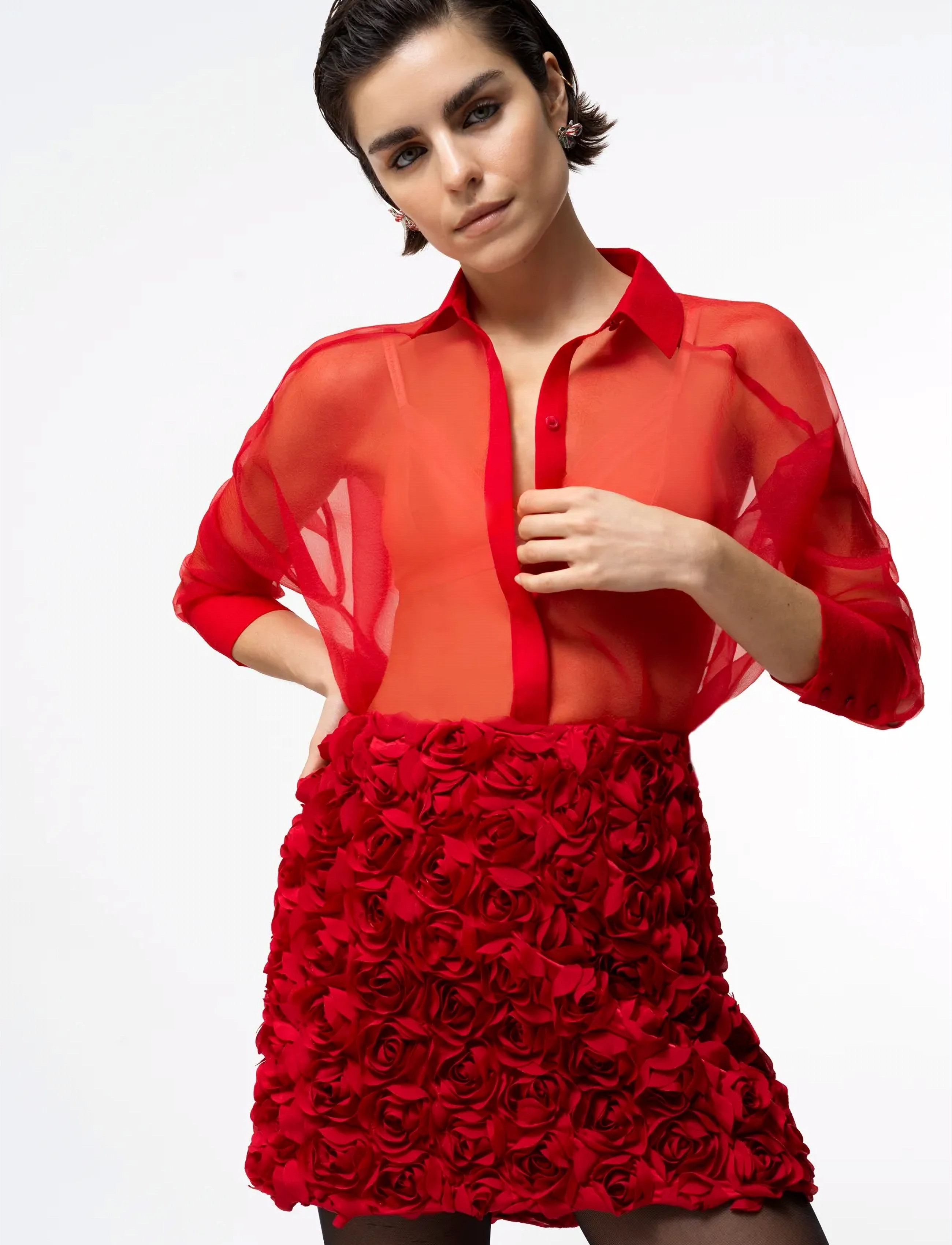 French Connection VERITY TEXTURED MINI SKIRT - Kjolar - LIPSTICK RED / red