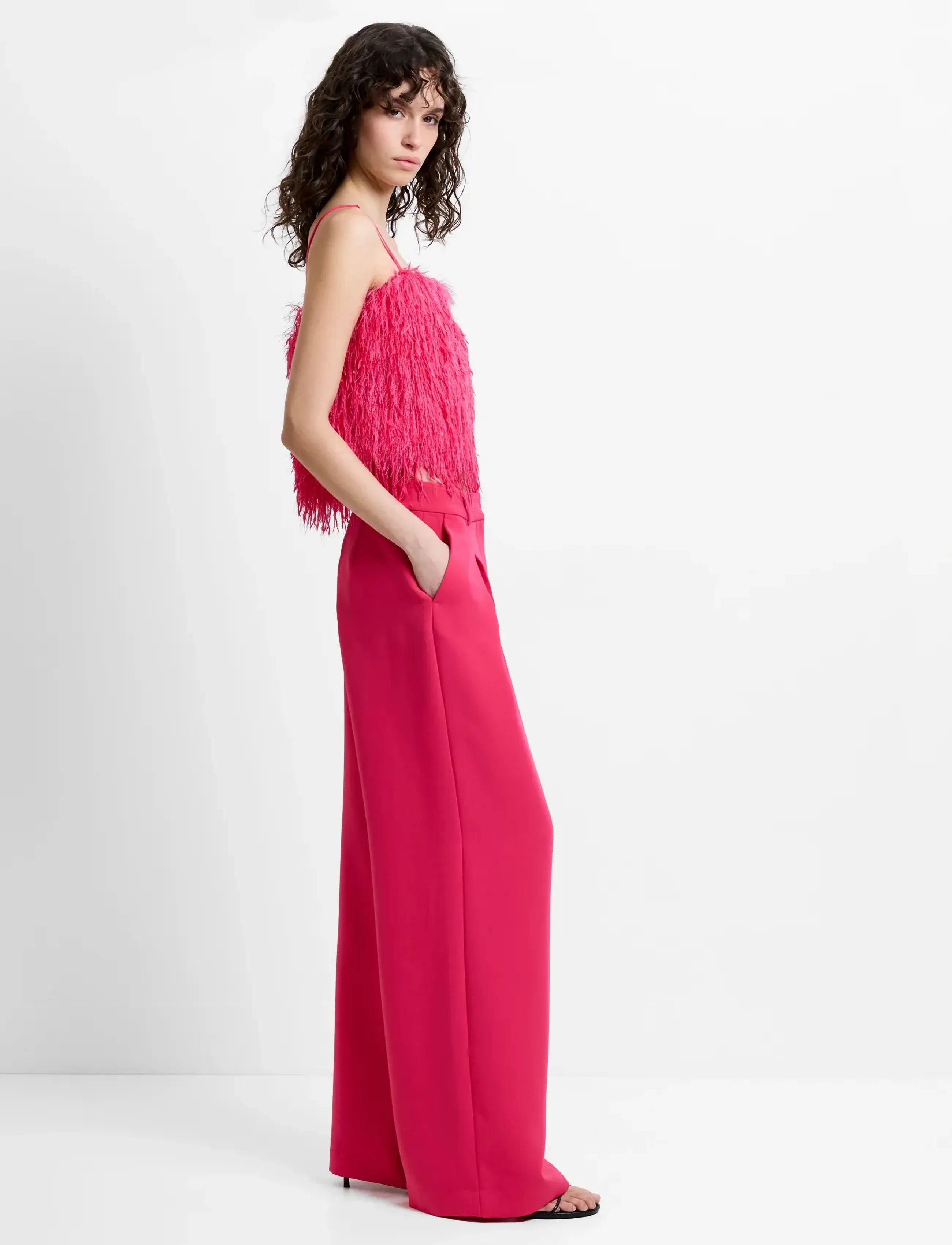French Connection - TIANA CREPE WIDE LEG PLEATED - habitbukser - peony pink - 2