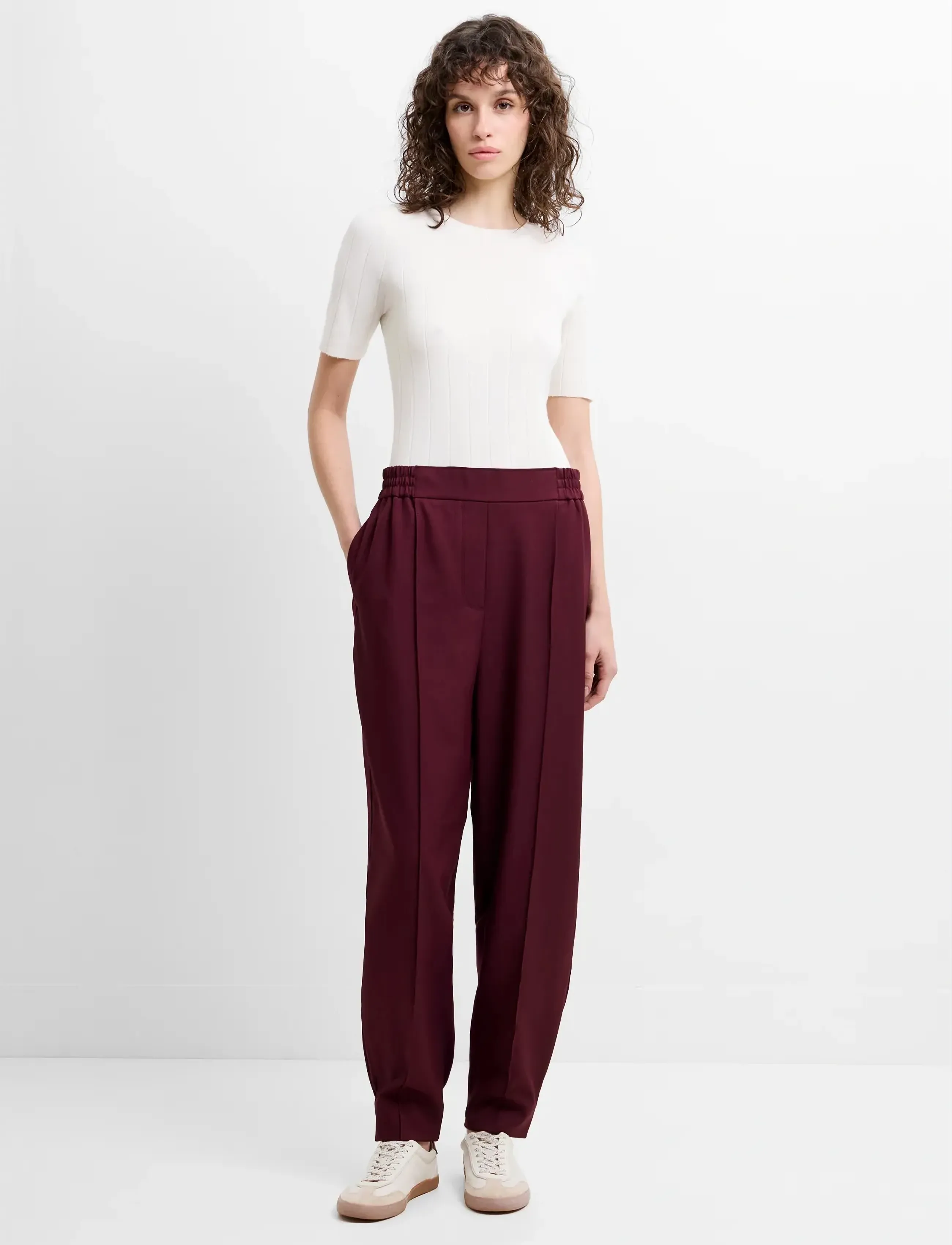 French Connection TWYLA SUITING BARREL LEG TROUS - Hosen - BERRY RED / burgundy