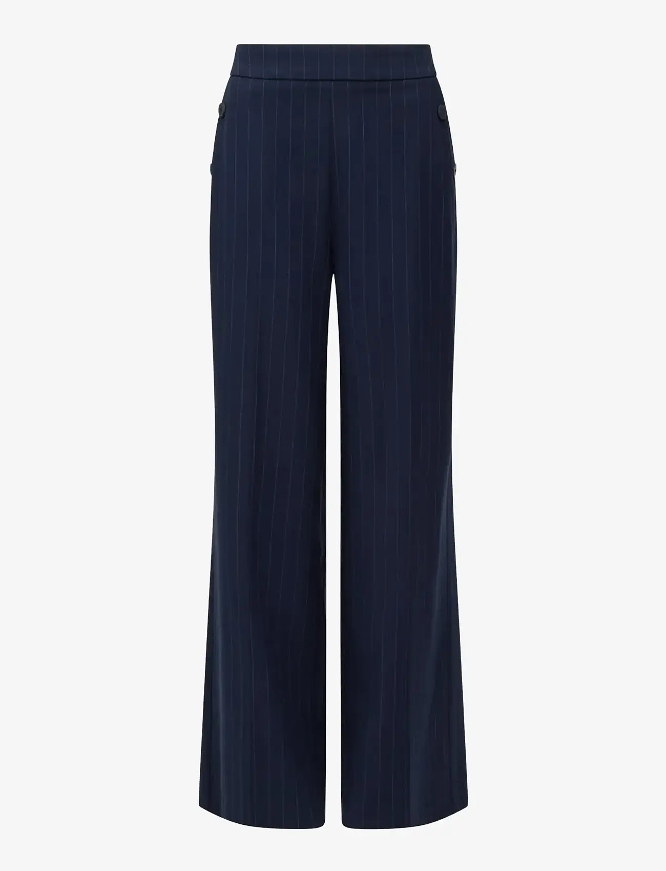 French Connection - ALIA PINSTRIPE BUTTON DETAIL - pantalons - navy/linen white - 1