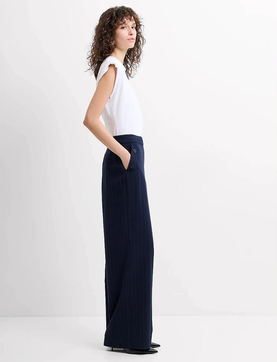 French Connection - ALIA PINSTRIPE BUTTON DETAIL - habitbukser - navy/linen white - 2