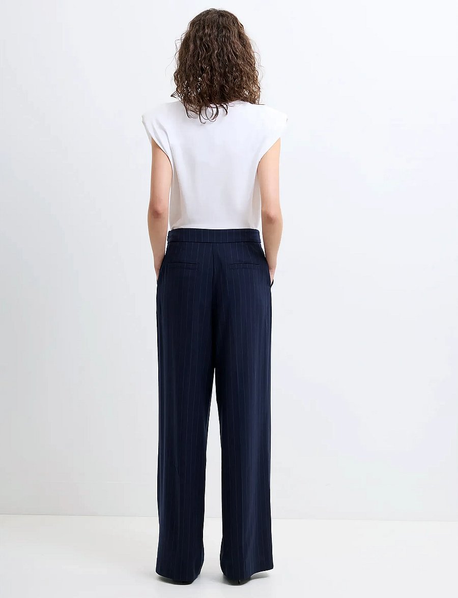 French Connection - ALIA PINSTRIPE BUTTON DETAIL - habitbukser - navy/linen white - 3