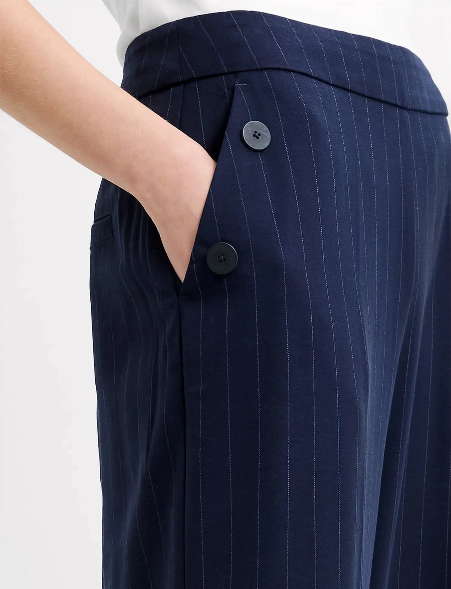 French Connection - ALIA PINSTRIPE BUTTON DETAIL - habitbukser - navy/linen white - 5