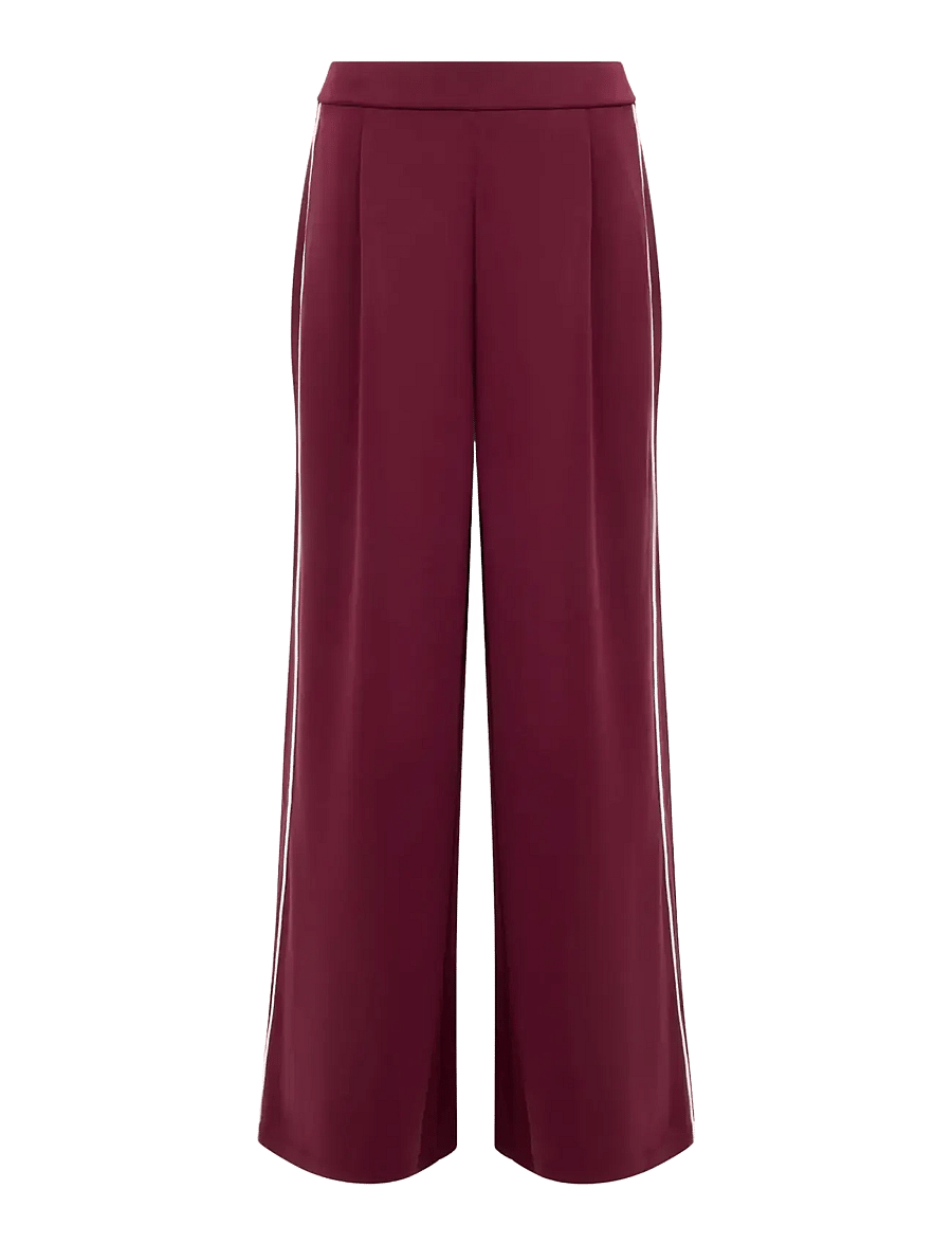 French Connection - WREN SIDE STRIPE WIDE LEG TRSR - vida byxor - berry red/porcelain - 1