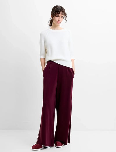 French Connection WREN SIDE STRIPE WIDE LEG TRSR - French Connection - BERRY RED/PORCELAIN / burgundy