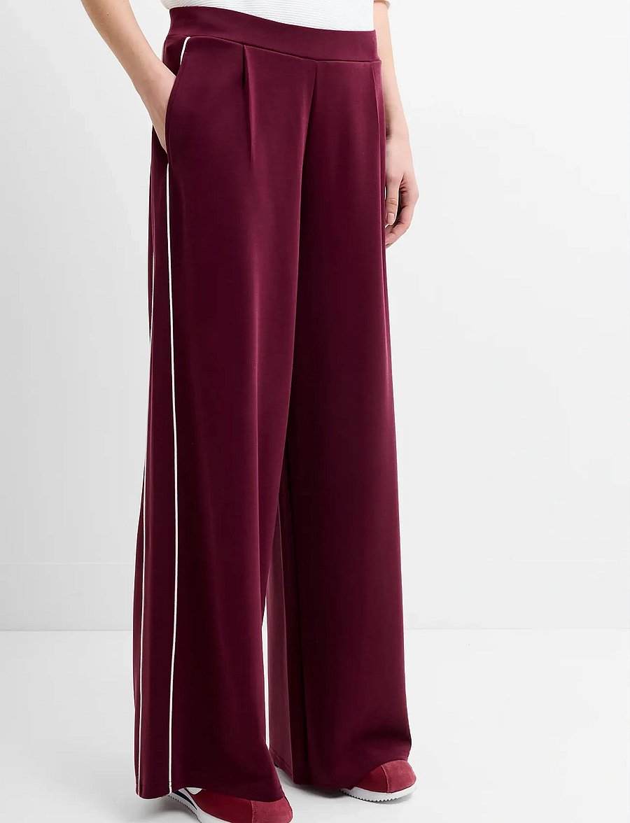 French Connection - WREN SIDE STRIPE WIDE LEG TRSR - vida byxor - berry red/porcelain - 2