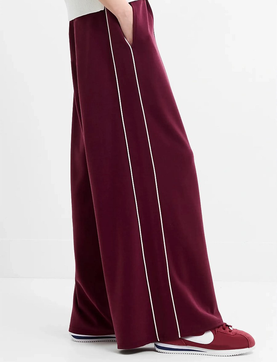 French Connection - WREN SIDE STRIPE WIDE LEG TRSR - vida byxor - berry red/porcelain - 3