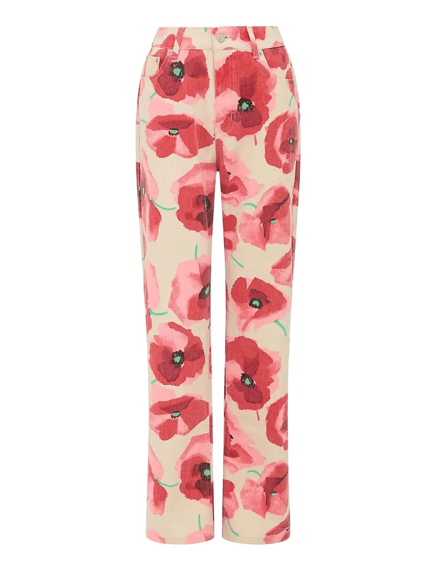 French Connection - POPPY DALLAS DENIM WIDE LEG JN - víðar gallabuxur - red multi - 1