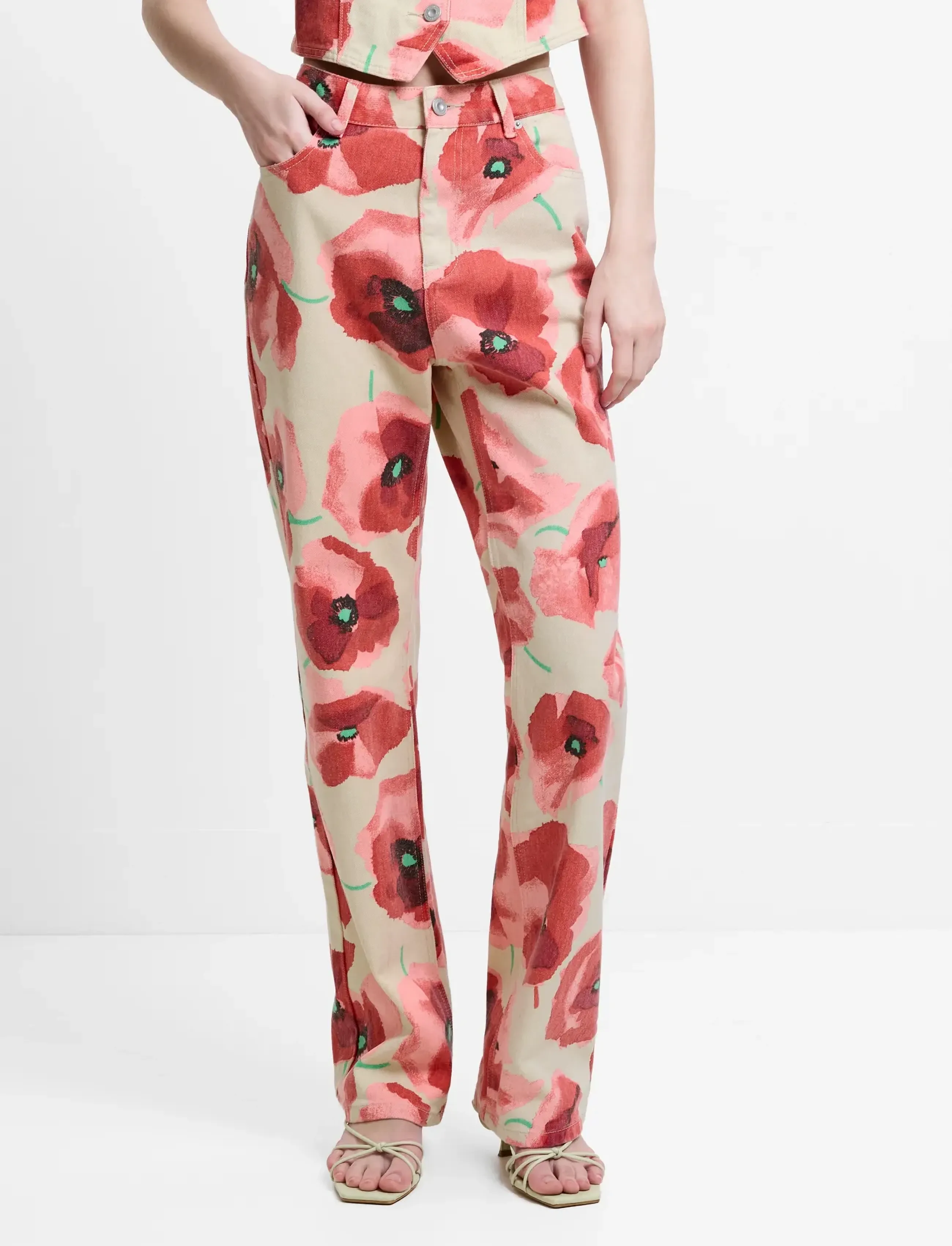 French Connection - POPPY DALLAS DENIM WIDE LEG JN - víðar gallabuxur - red multi - 3