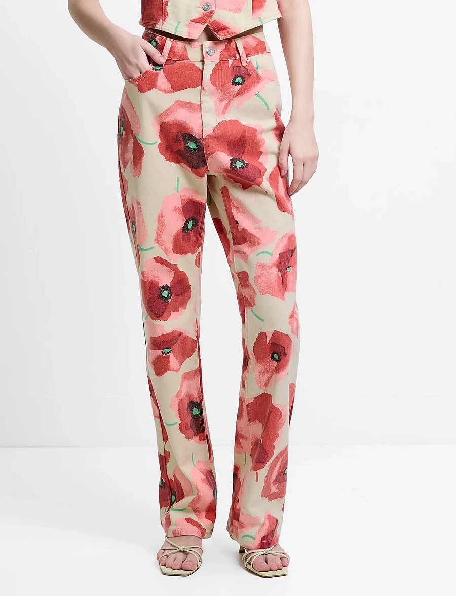 French Connection - POPPY DALLAS DENIM WIDE LEG JN - víðar gallabuxur - red multi - 3