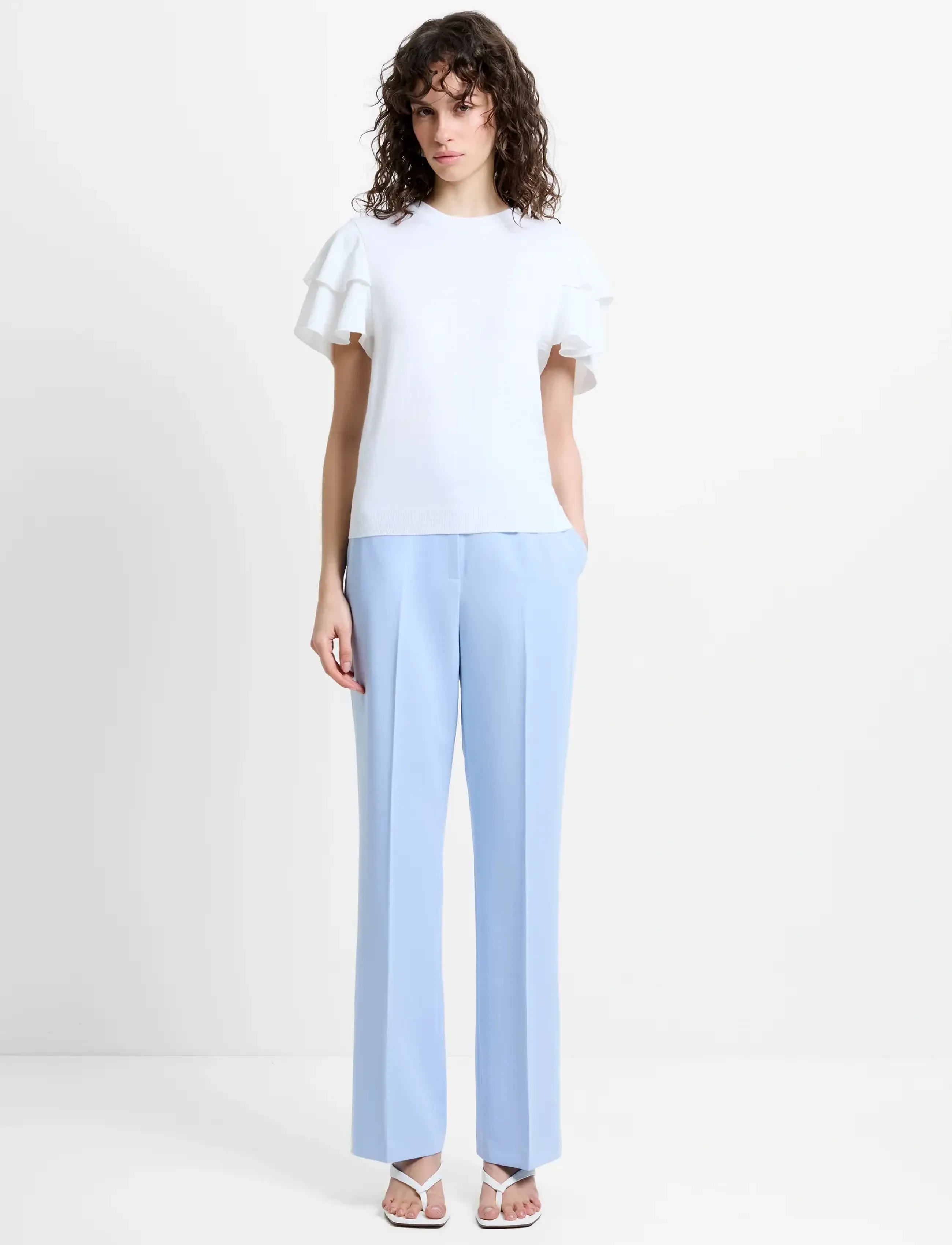 French Connection SAMMIE STRAIGHT LEG TROUSER - Pantalons droits - MID PRETTY BLUE / blue