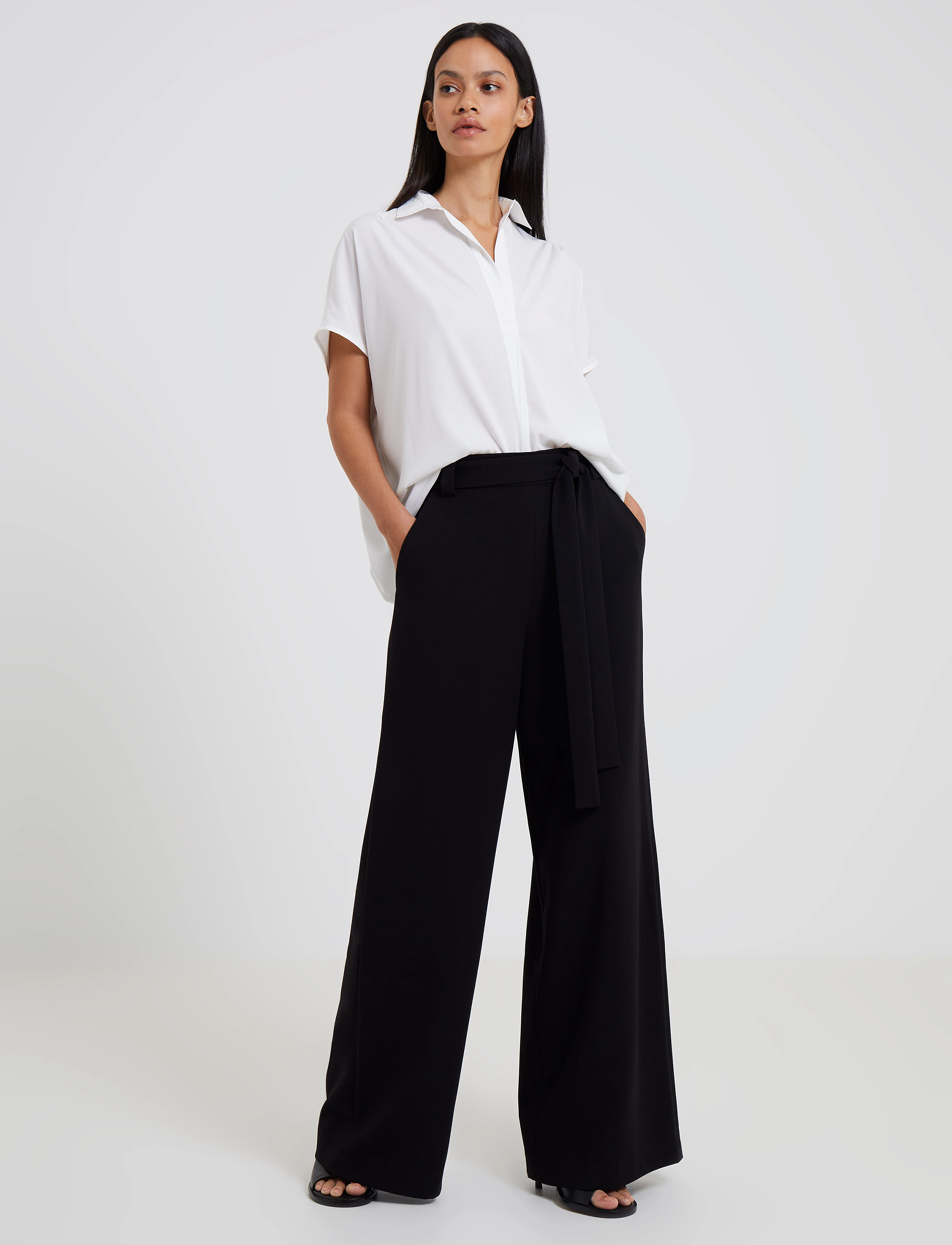 French Connection Whisper Full Lgth Palazzo, XS, Trousers, Schwarz - Culottes, Frauen