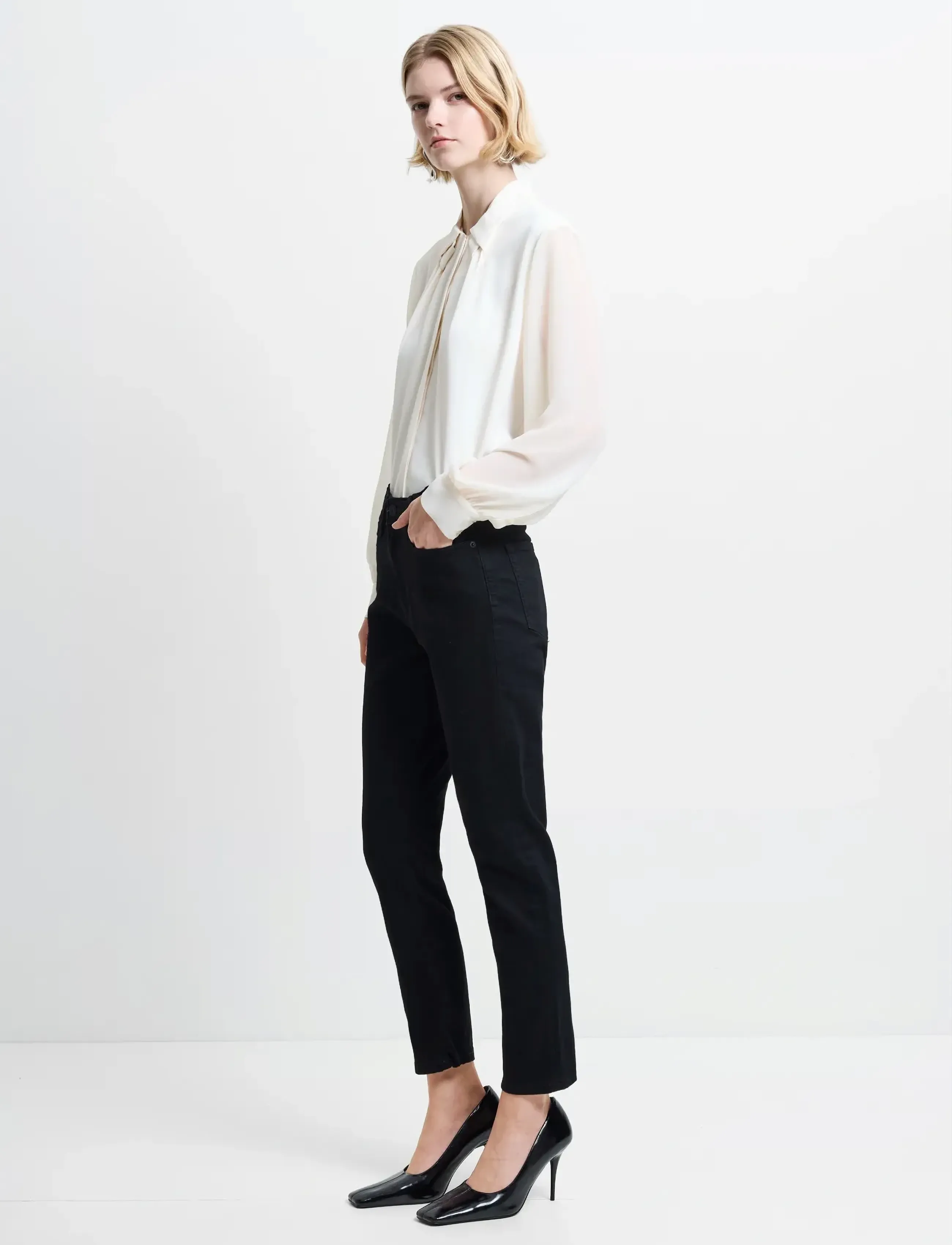 French Connection - STRETCH CIGARETTE ANKLE DENIM - aptempti džinsai - black - 2