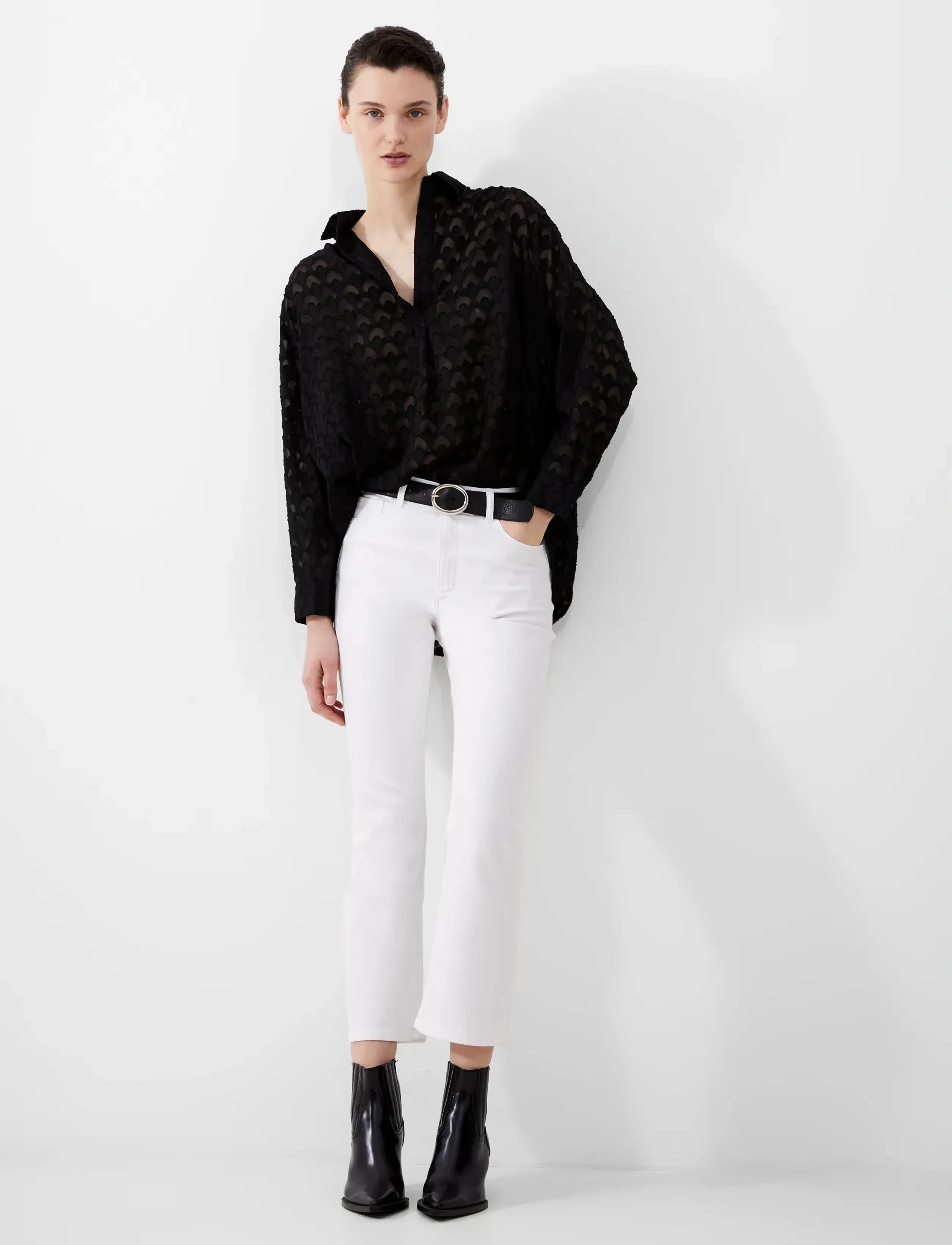 French Connection STRETCH ANKLE BOOT CUT JEAN - Transitional Layering - WHITE / white