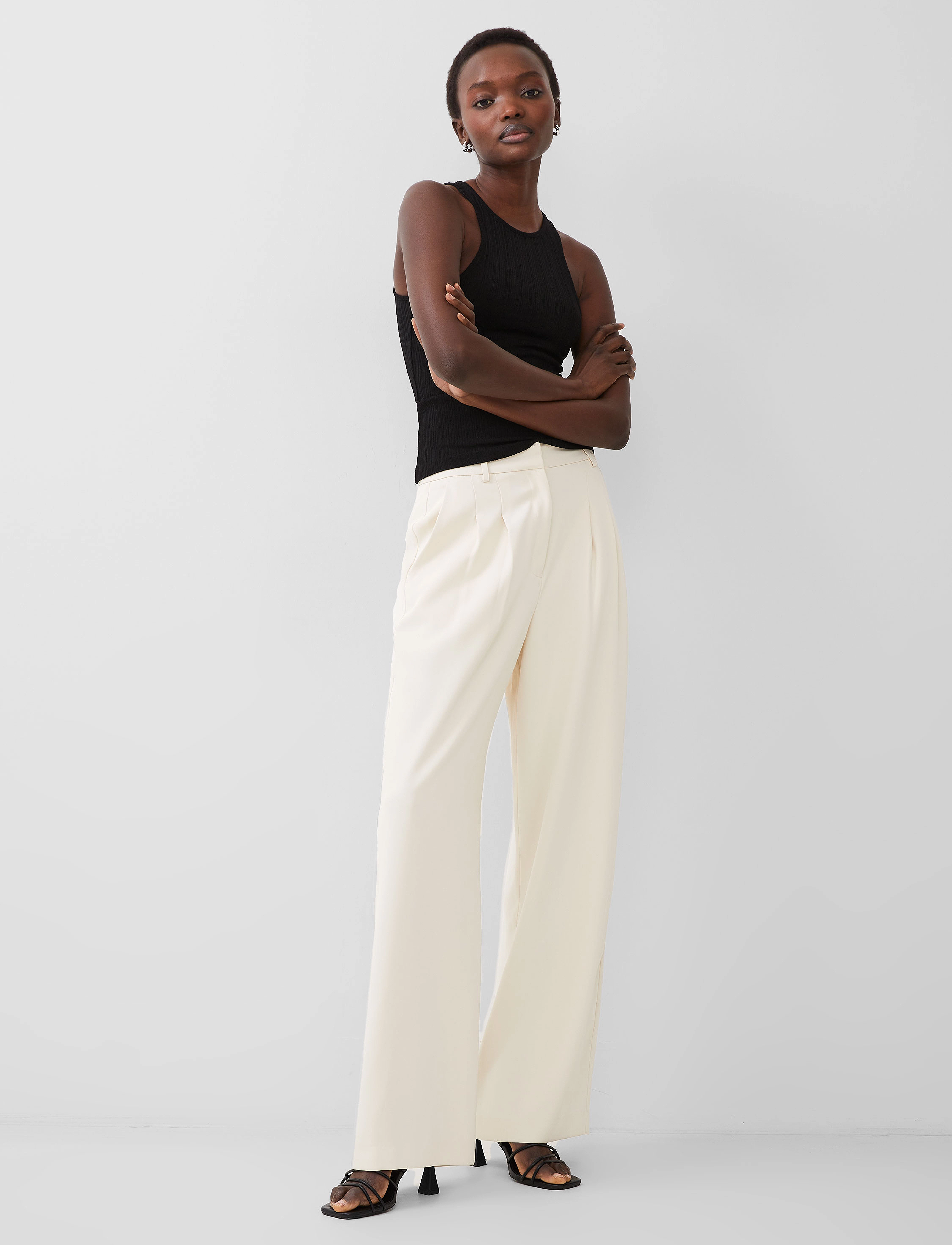 French Connection Harrie Suiting Trouser, Kvinder, Vide Bukser, Beige, Str: S