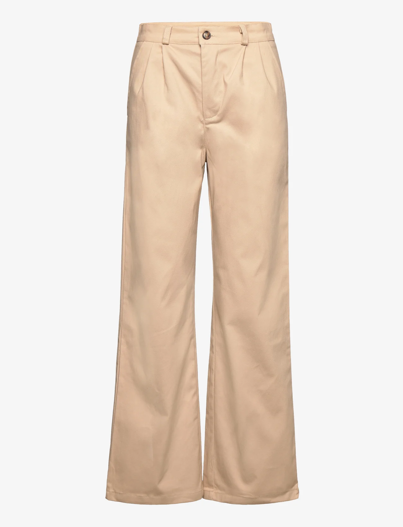 French Connection - HIGH WAIST PLEAT FRONT - wide leg trousers - stone - 0