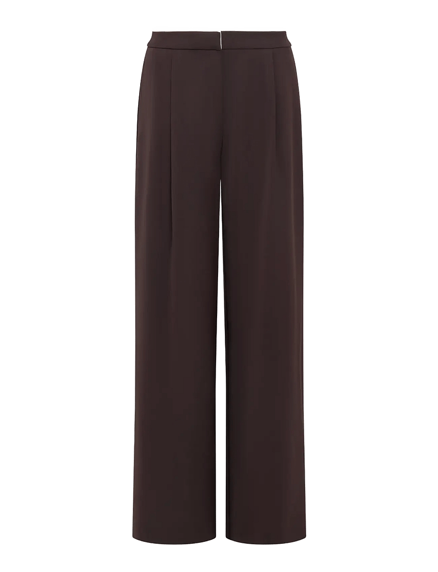 French Connection - VINNIE SUTING SIDE PIPING WIDE LEG TROUSER - moch brwn/porc crm - 1
