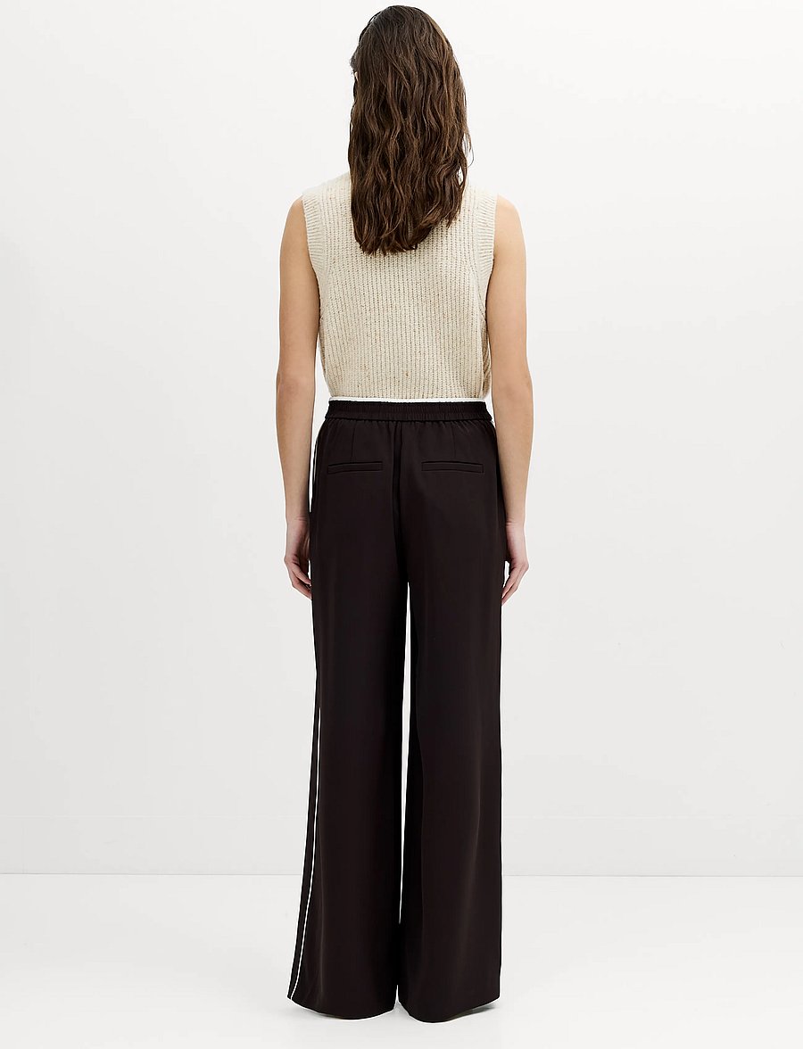 French Connection - VINNIE SUTING SIDE PIPING WIDE LEG TROUSER - moch brwn/porc crm - 4