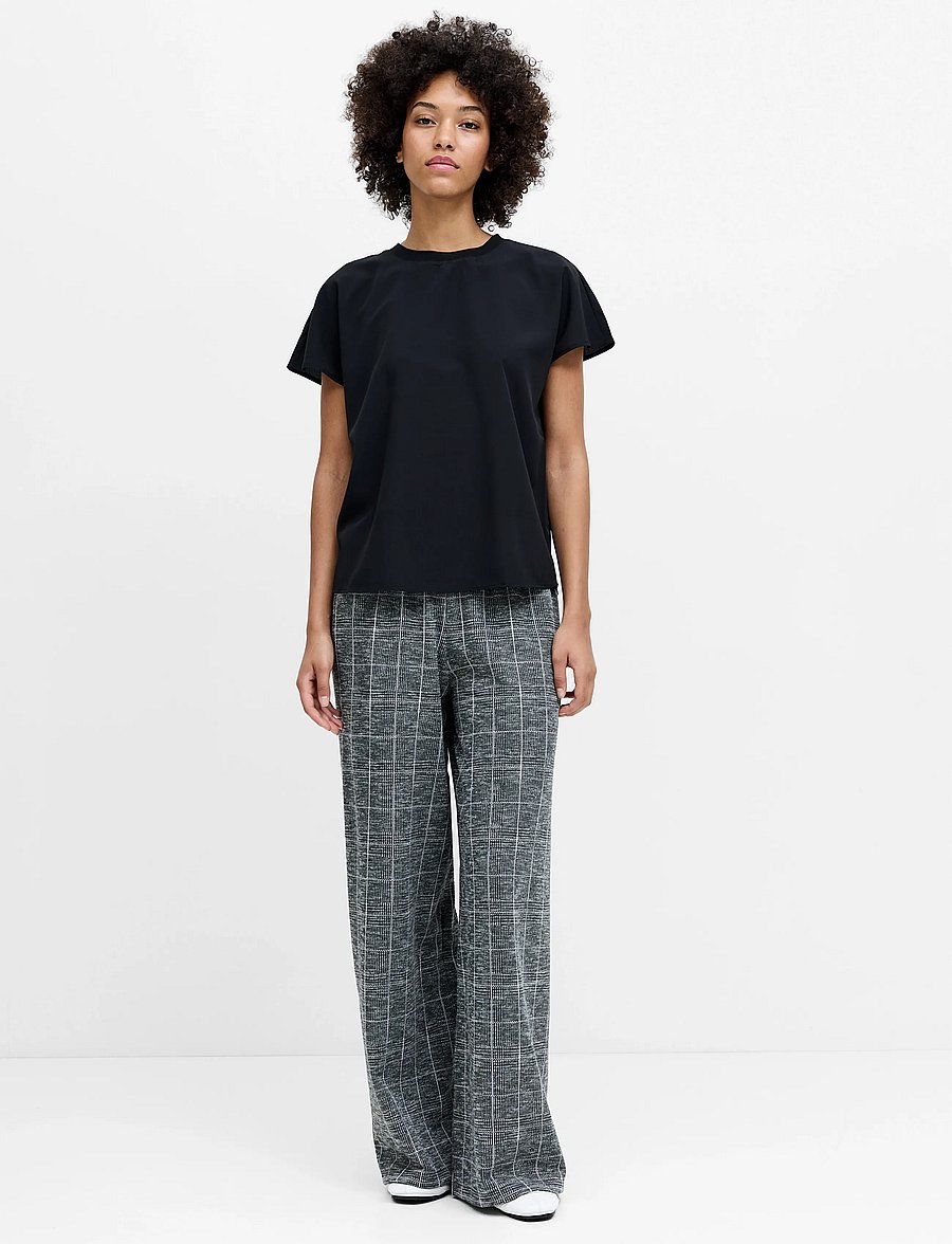French Connection - WESLEY CHECK TSR - hosen mit weitem bein - grey multi - 0