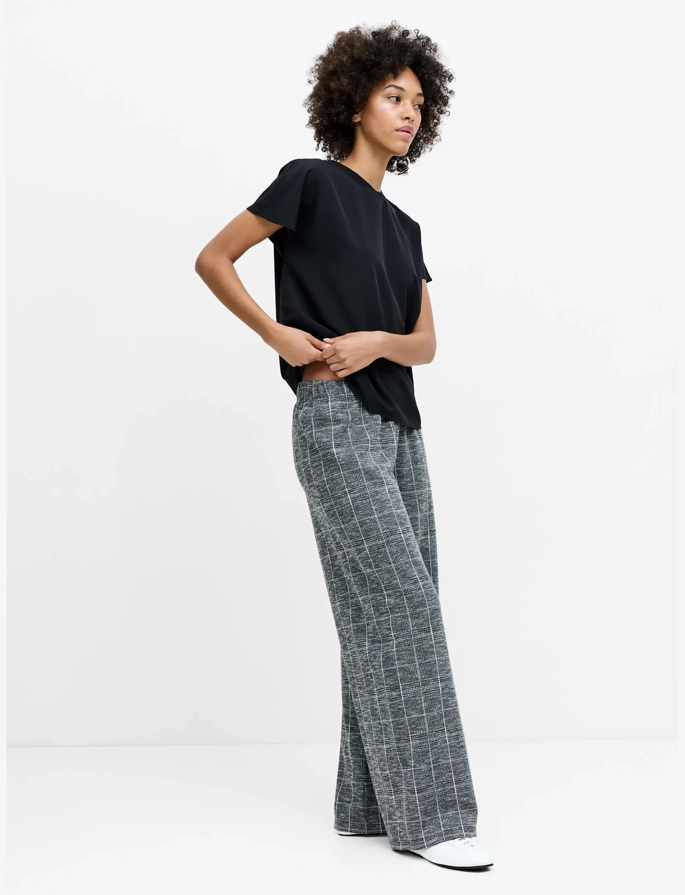 French Connection - WESLEY CHECK TSR - hosen mit weitem bein - grey multi - 3