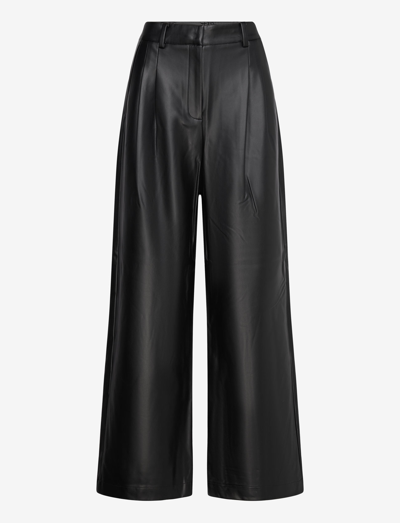 French Connection - CROLENDA PU WIDE LEG TROUSERS - blackout - 0