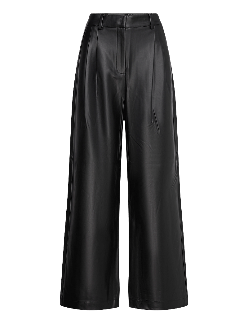 French Connection - CROLENDA PU WIDE LEG TROUSERS - lederhosen - blackout - 0