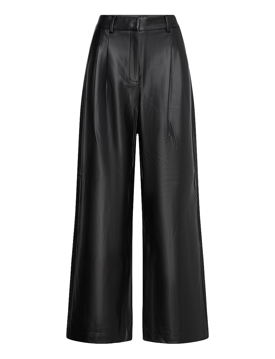 French Connection - CROLENDA PU WIDE LEG TROUSERS - lederhosen - blackout - 0