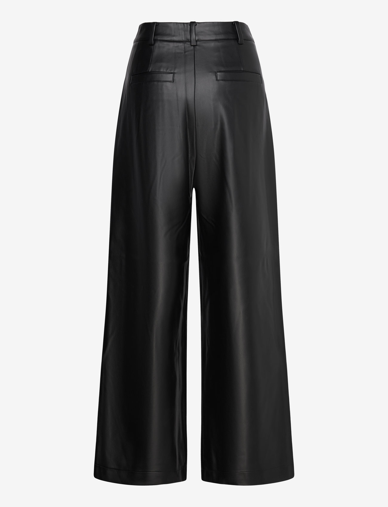 French Connection - CROLENDA PU WIDE LEG TROUSERS - blackout - 1