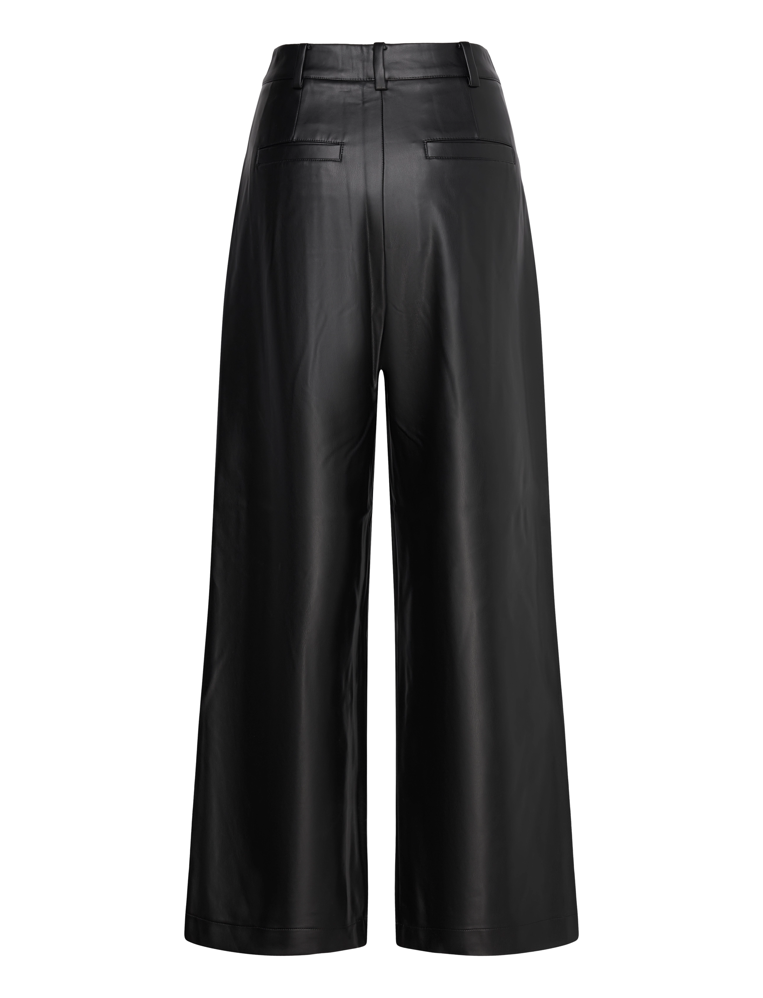 French Connection - CROLENDA PU WIDE LEG TROUSERS - lederhosen - blackout - 1