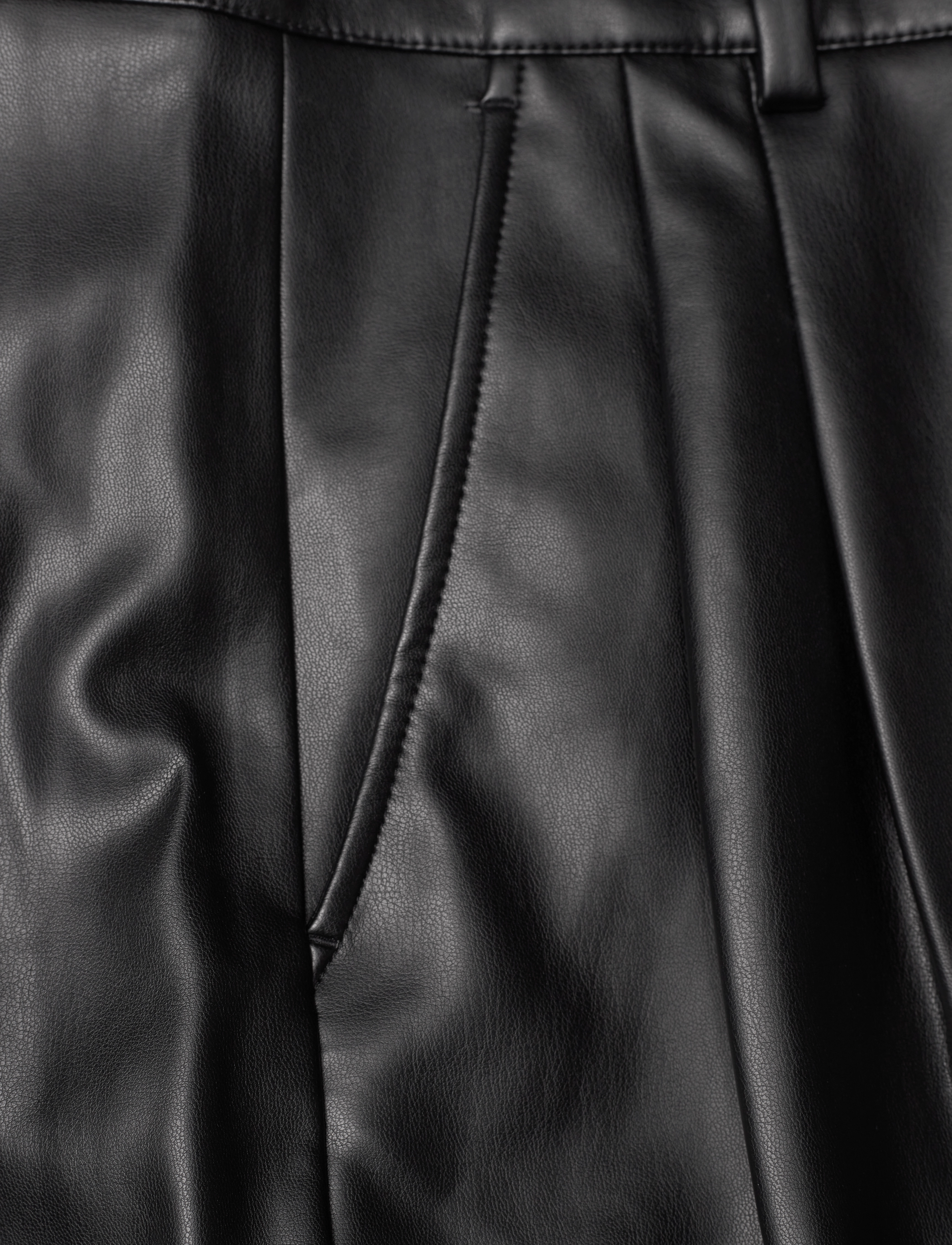 French Connection - CROLENDA PU WIDE LEG TROUSERS - leather trousers - blackout - 2
