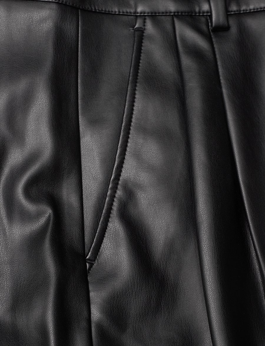 French Connection - CROLENDA PU WIDE LEG TROUSERS - lederhosen - blackout - 2