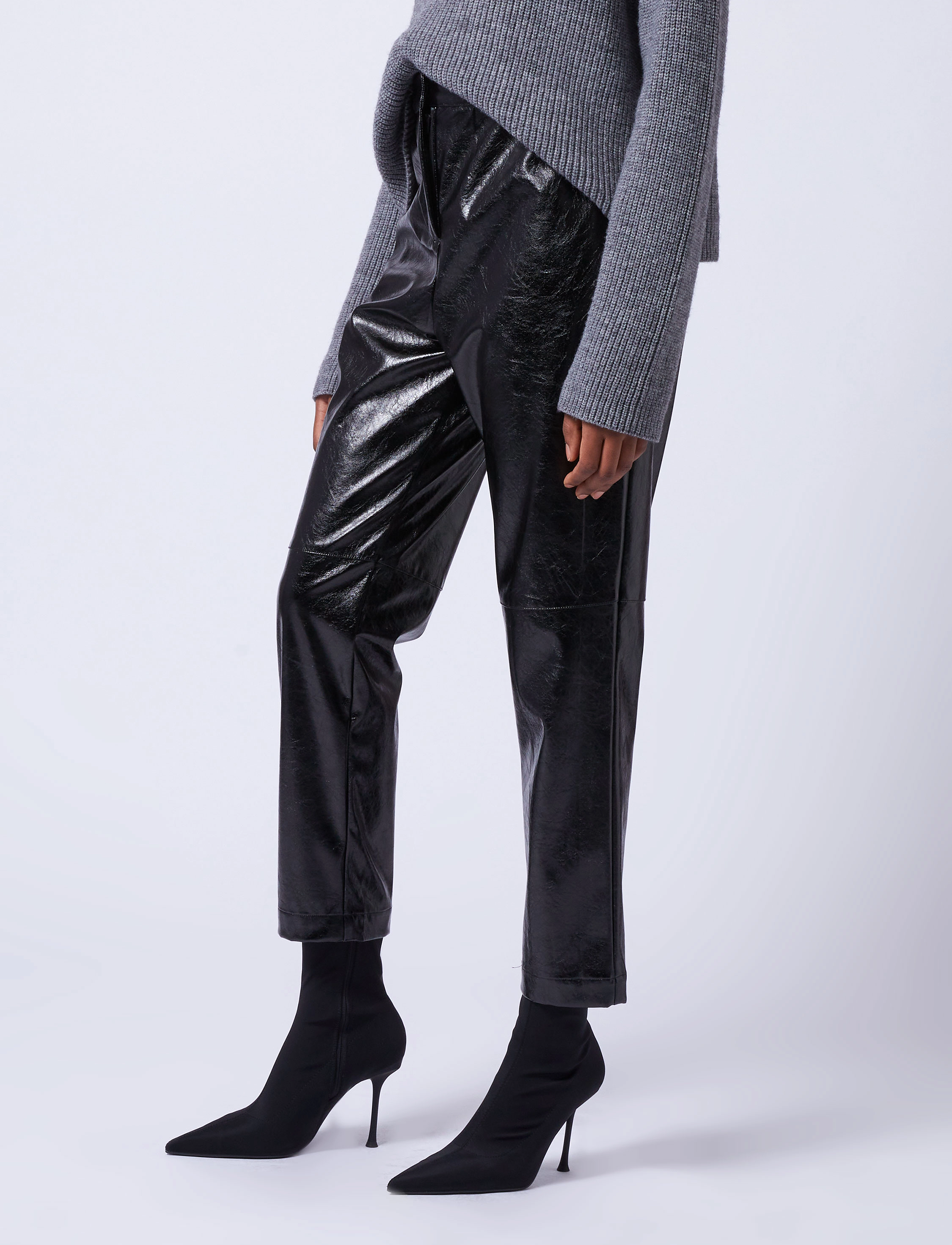French Connection - EMMETT PU TAPERED TROUSER - læderbukser - blackout - 4