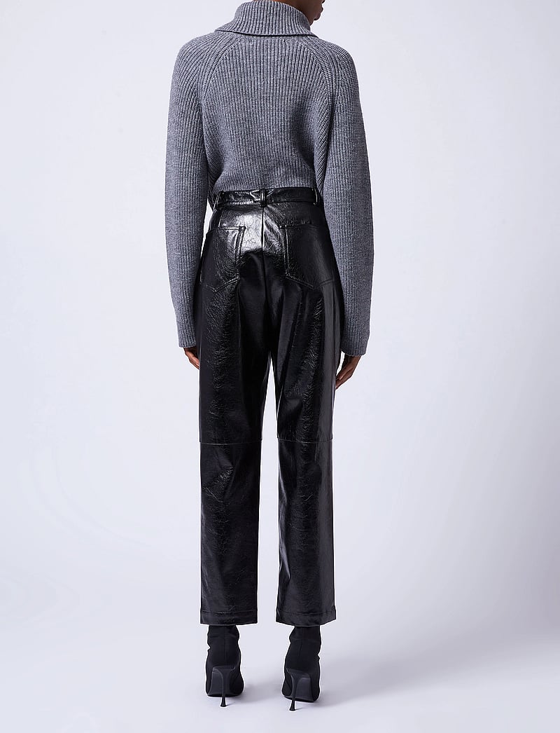 French Connection - EMMETT PU TAPERED TROUSER - lederhosen - blackout - 4