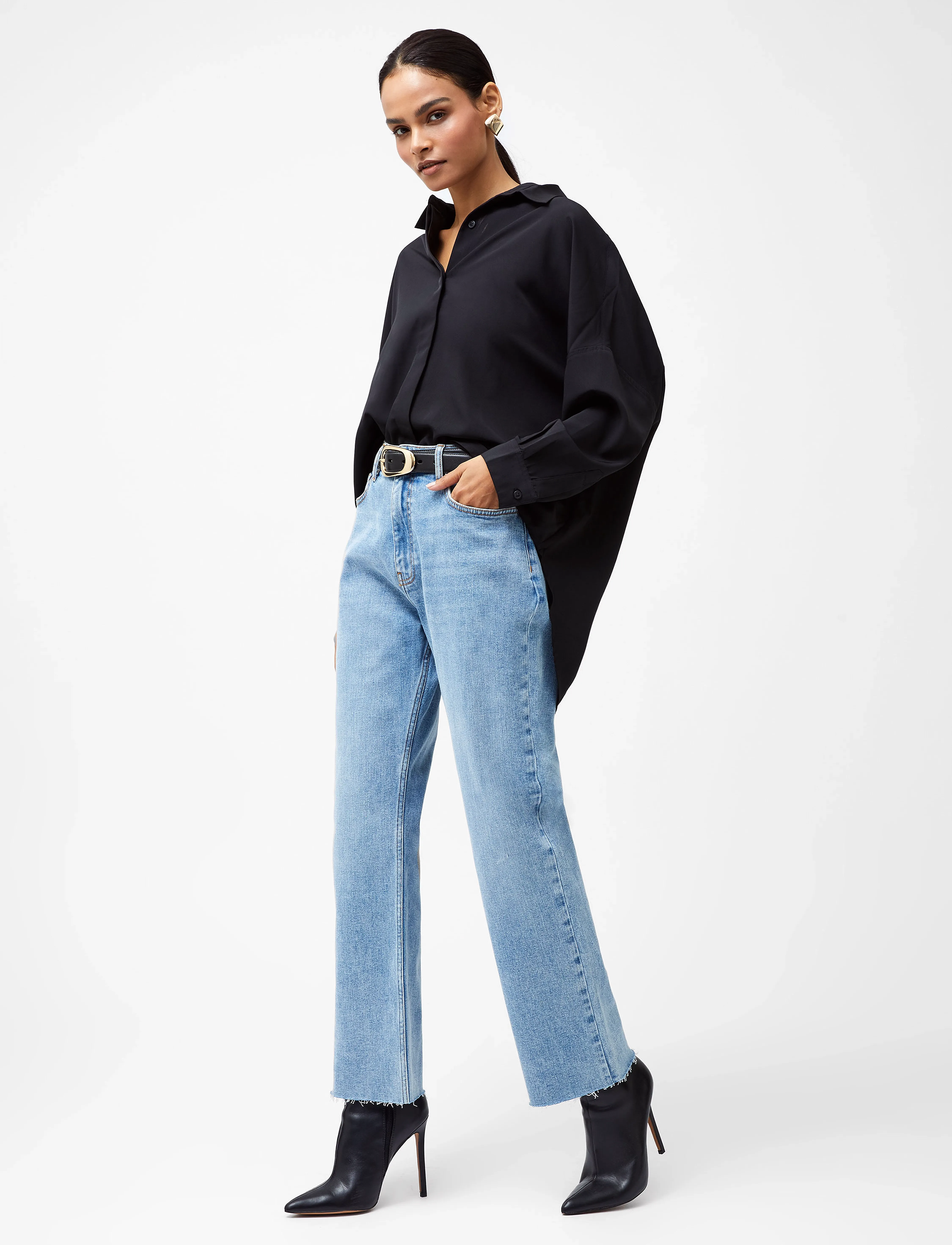 French Connection Elliot Denim Leg Crop Jean, 38, Unterteile, Blau - Jeans, Frauen