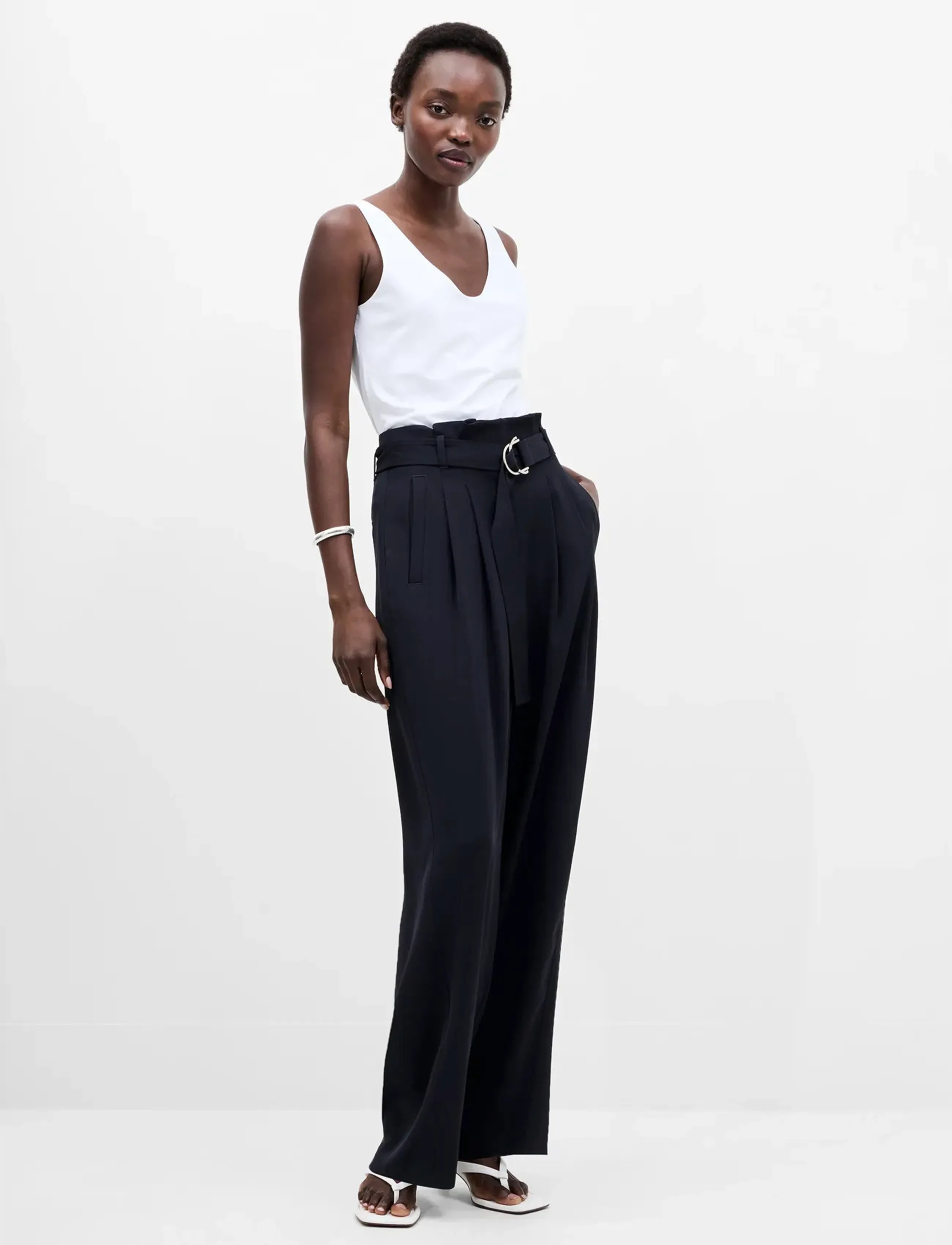French Connection - VINNIE D.RING BELTED TROUSER - festmode zu outlet-preisen - navy - 3