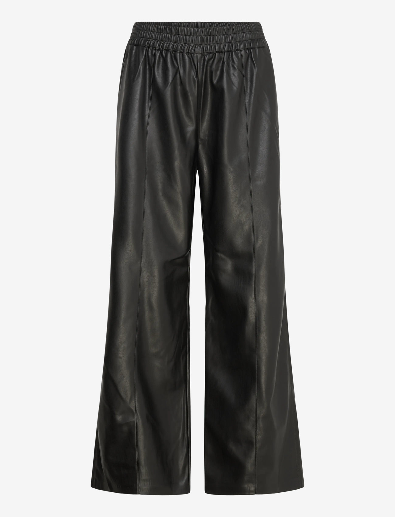 French Connection - TASHER WIDE LEG PU TROUSER - plačios kelnės - black - 0