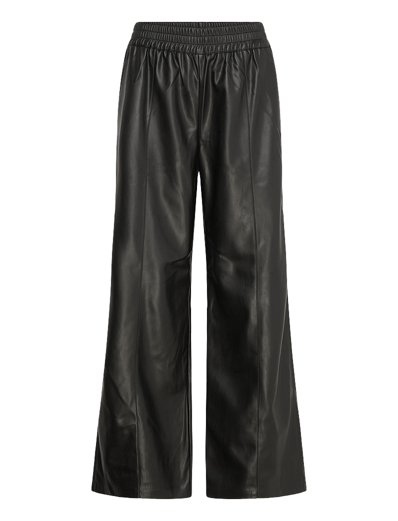 French Connection - TASHER WIDE LEG PU TROUSER - hosen mit weitem bein - black - 0
