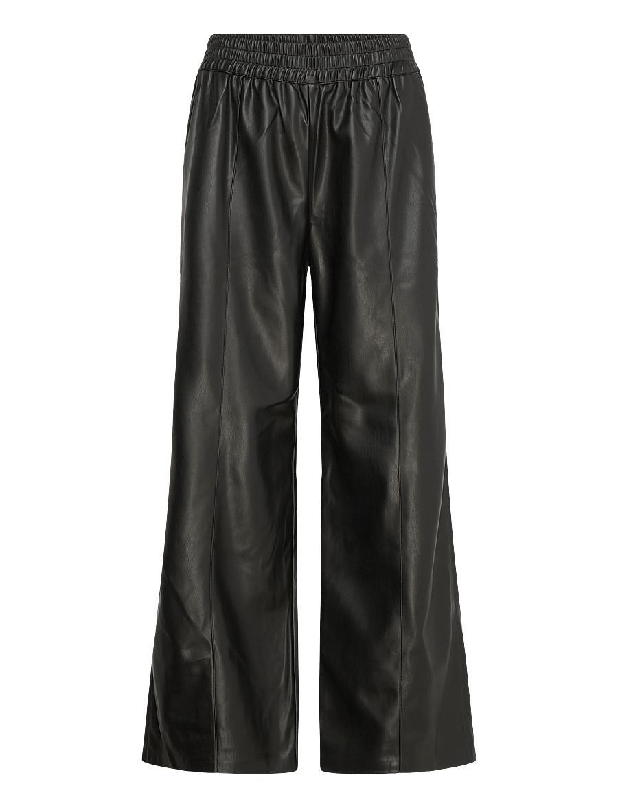 French Connection - TASHER WIDE LEG PU TROUSER - laia säärega püksid - black - 0