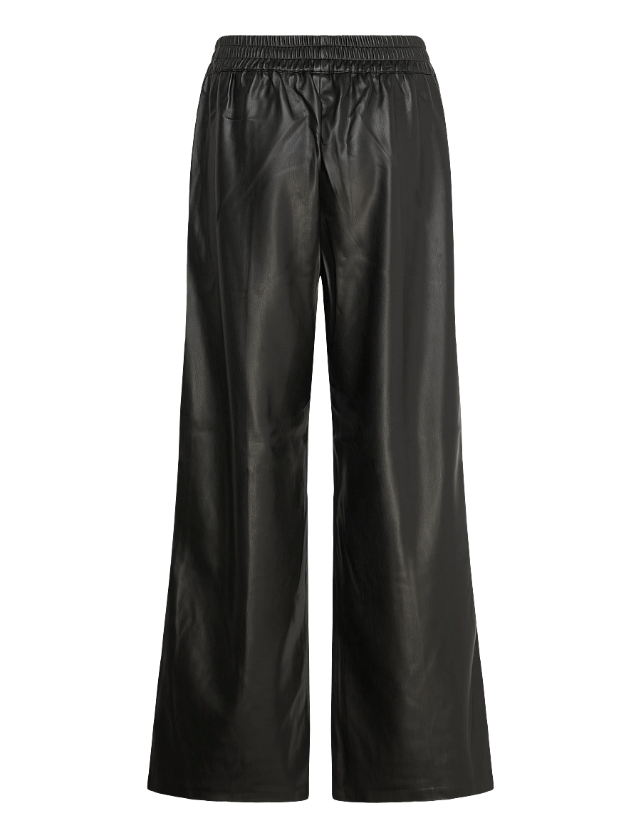 French Connection - TASHER WIDE LEG PU TROUSER - laia säärega püksid - black - 1