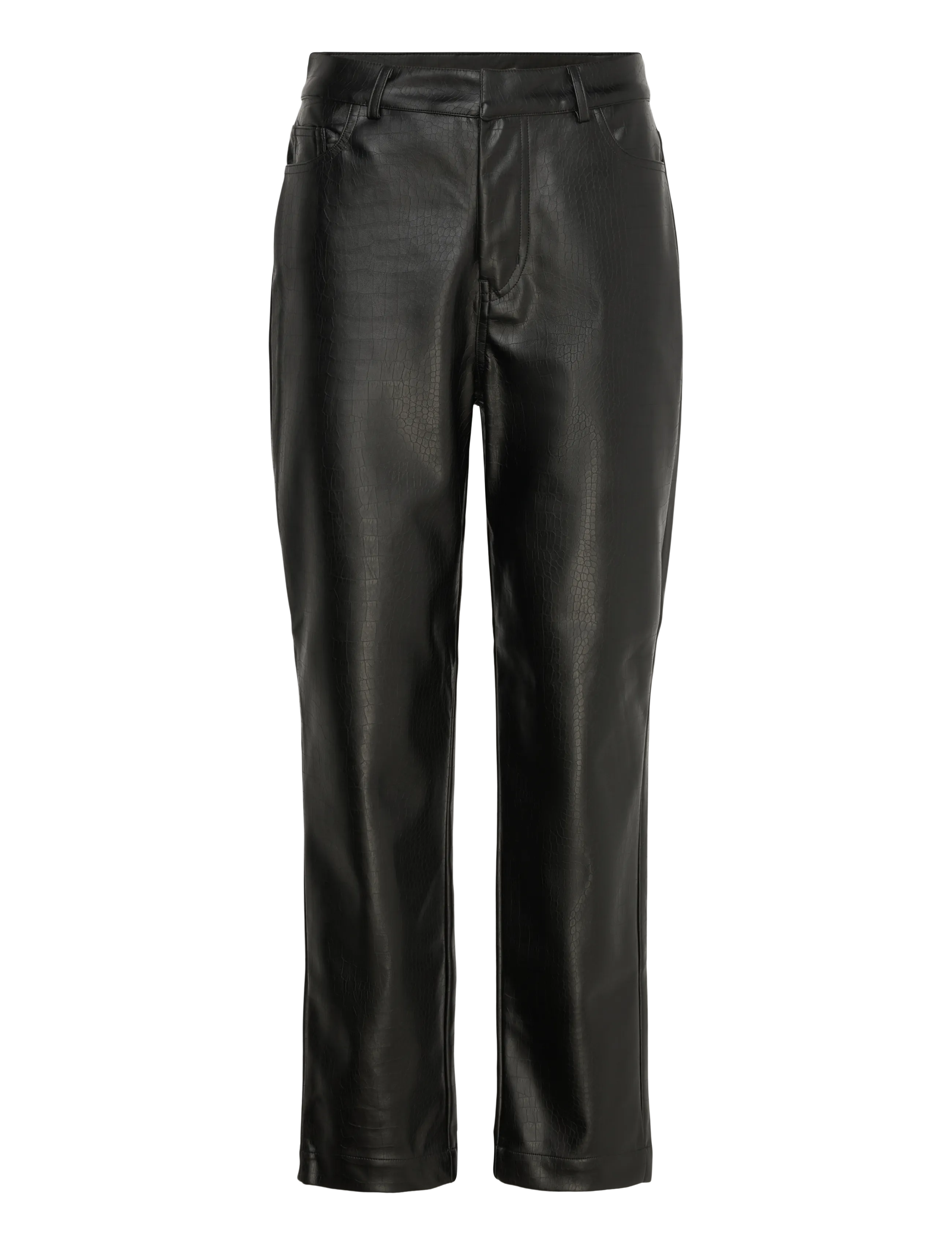 French Connection BRODY CROC PU TROUSER - Straight Leg Hosen - BLACK / black