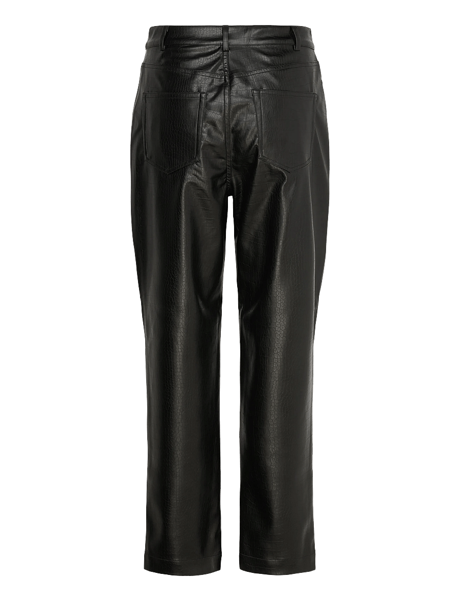 French Connection - BRODY CROC PU TROUSER - hosen mit weitem bein - black - 2