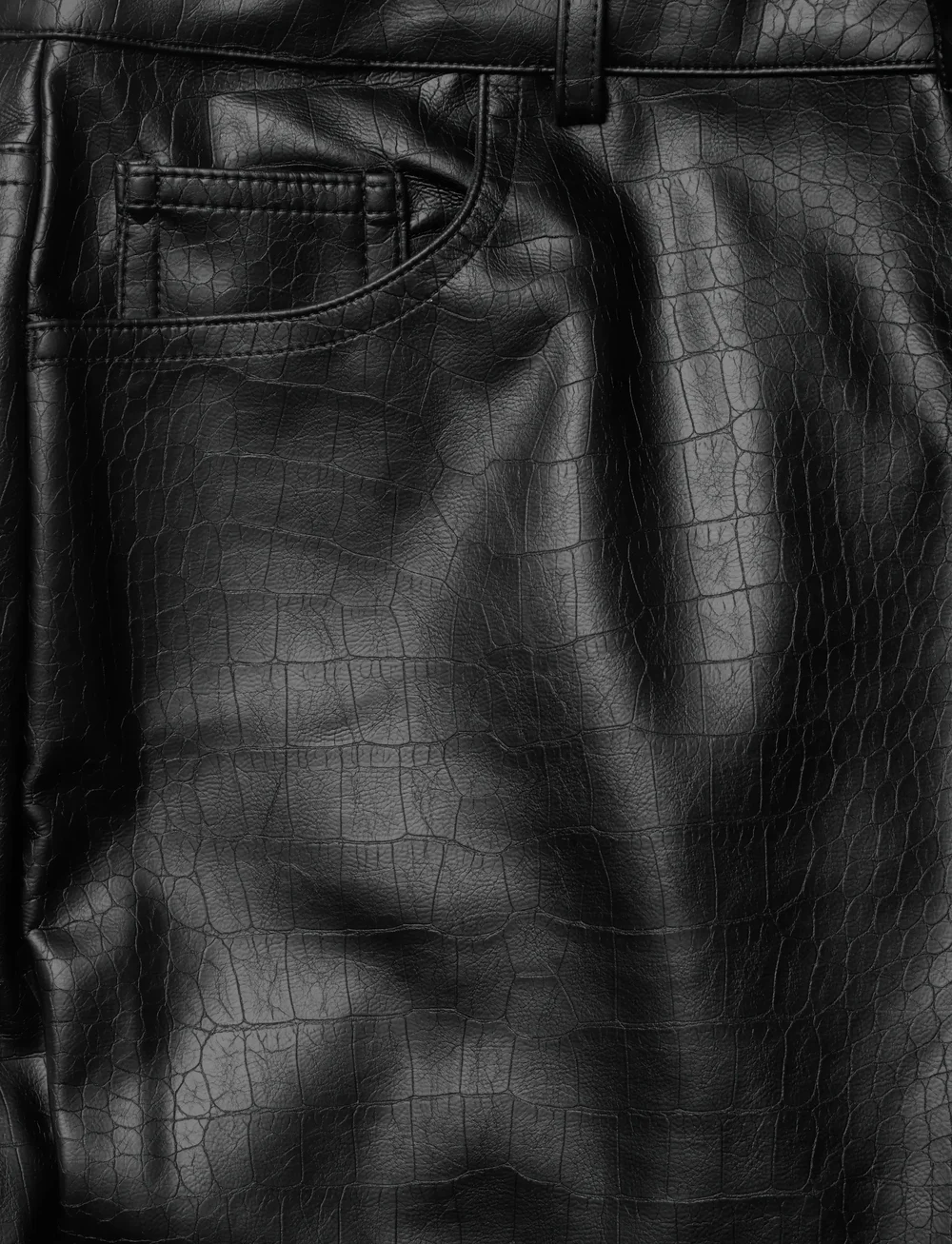 French Connection - BRODY CROC PU TROUSER - bukser med brede ben - black - 5