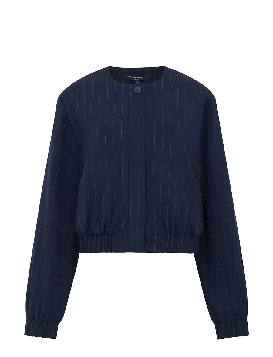 French Connection - ALIA PINSTRIPE BOMBER JACKET - lentejassen - navy/linen white - 1