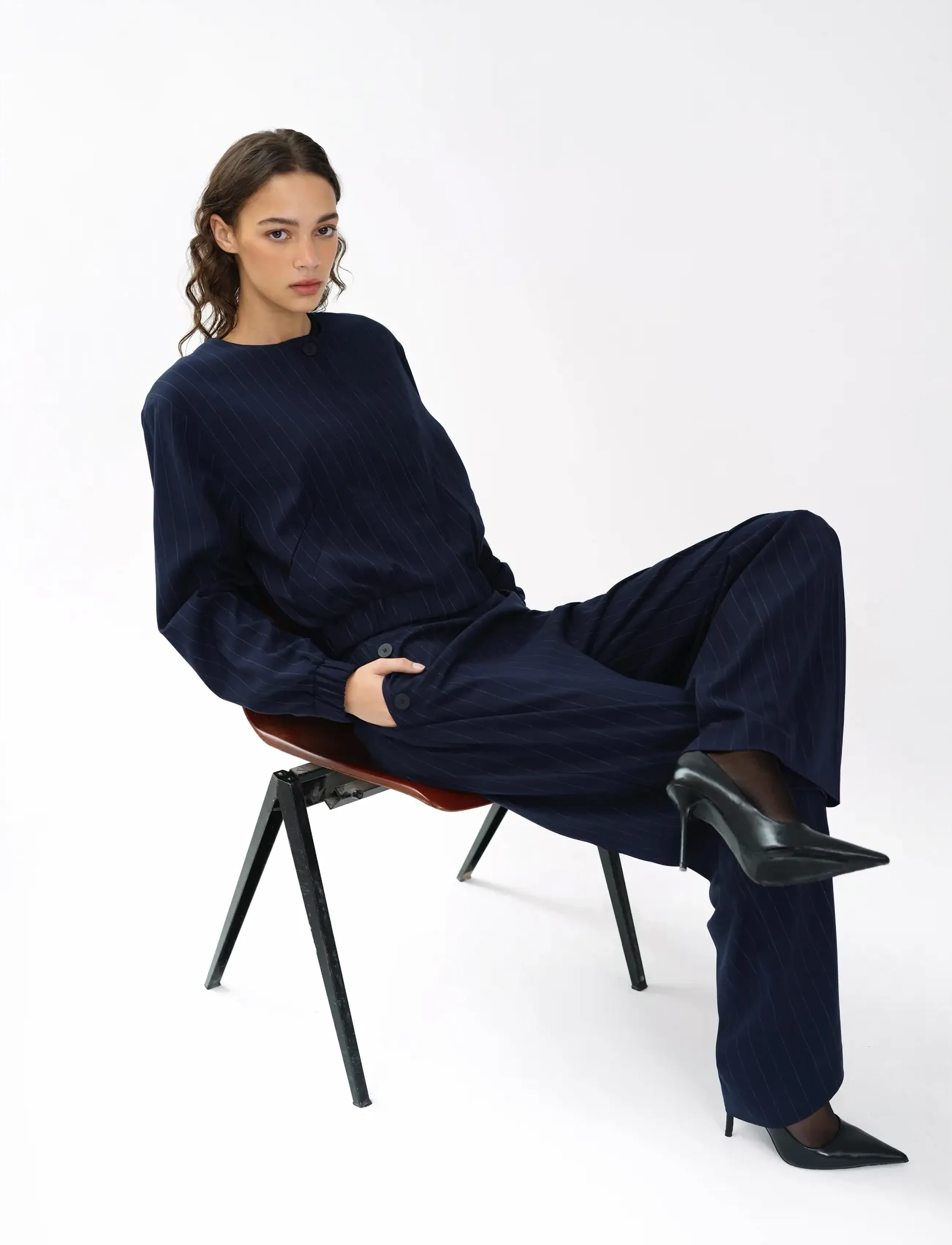 Alia Pinstripe Bomber Jacket 4