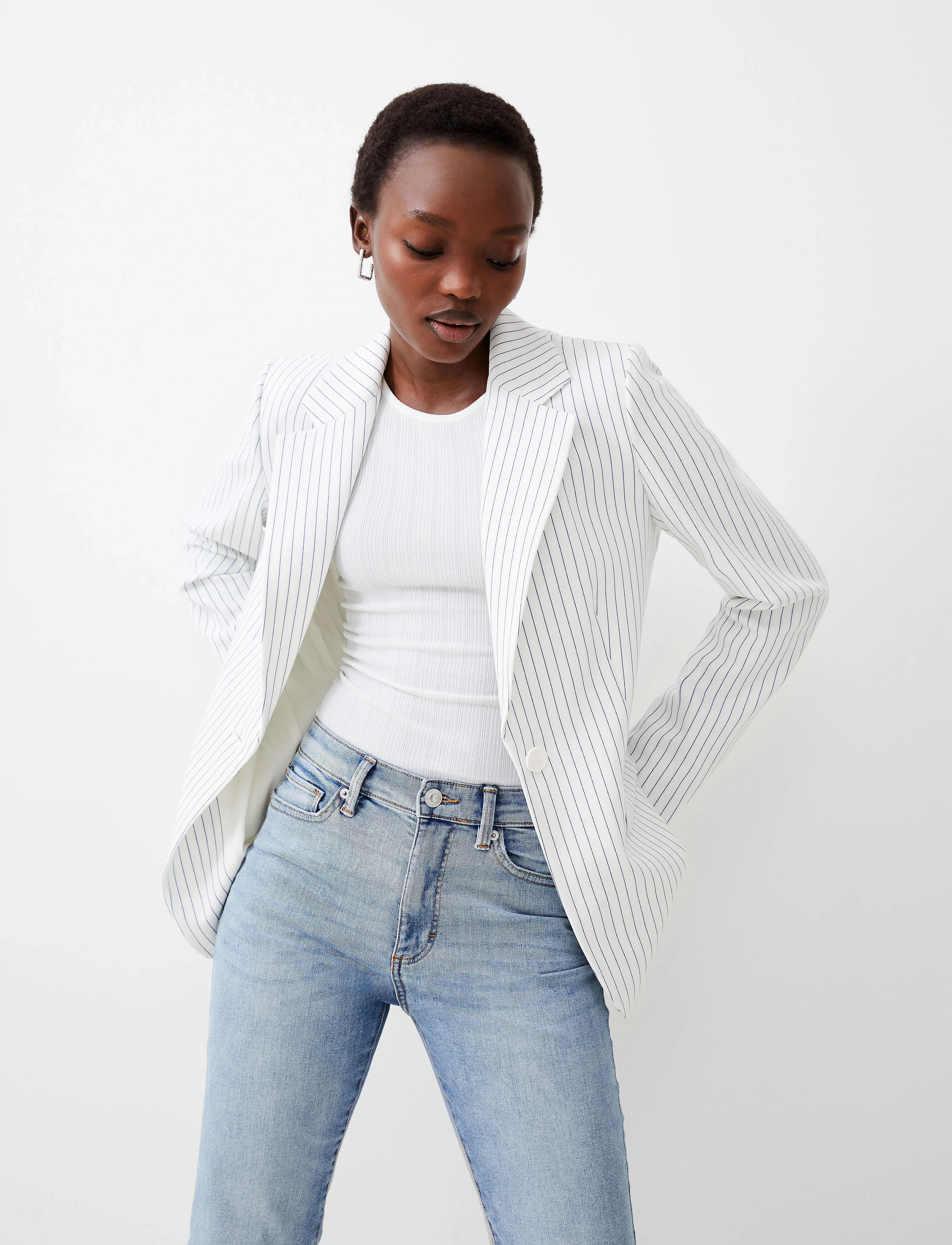 French Connection - WHISPER PINSTRIPE BLAZER - summer white/marine - 3