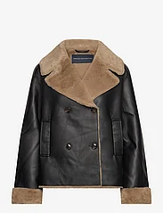 French Connection - CERYS PU FAUX FUR JACKET - spring jackets - blackout/tobacco brw - 0