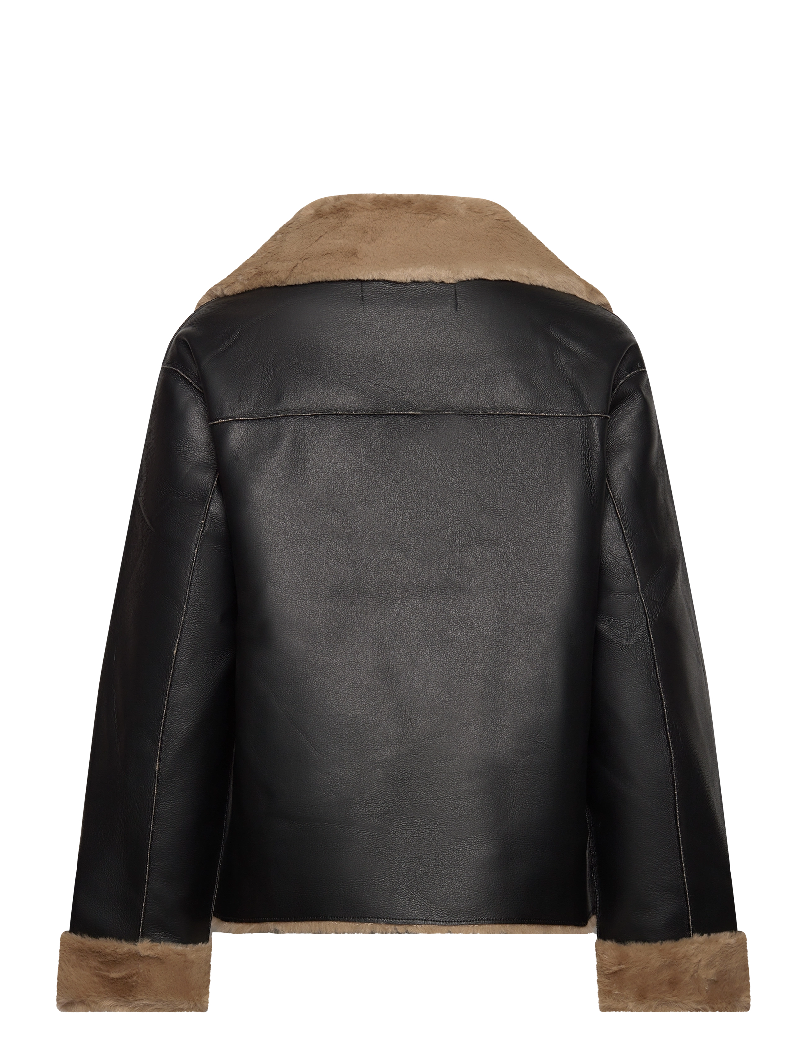 French Connection - CERYS PU FAUX FUR JACKET - blackout/tobacco brw - 1