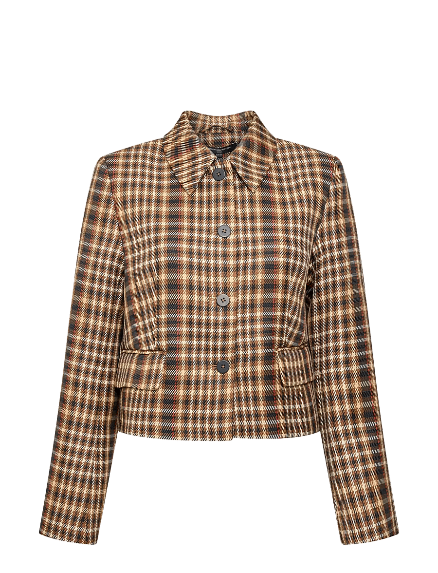 French Connection - TASHA CHECKS BLAZER - cropped-blazer - tan brown - 1