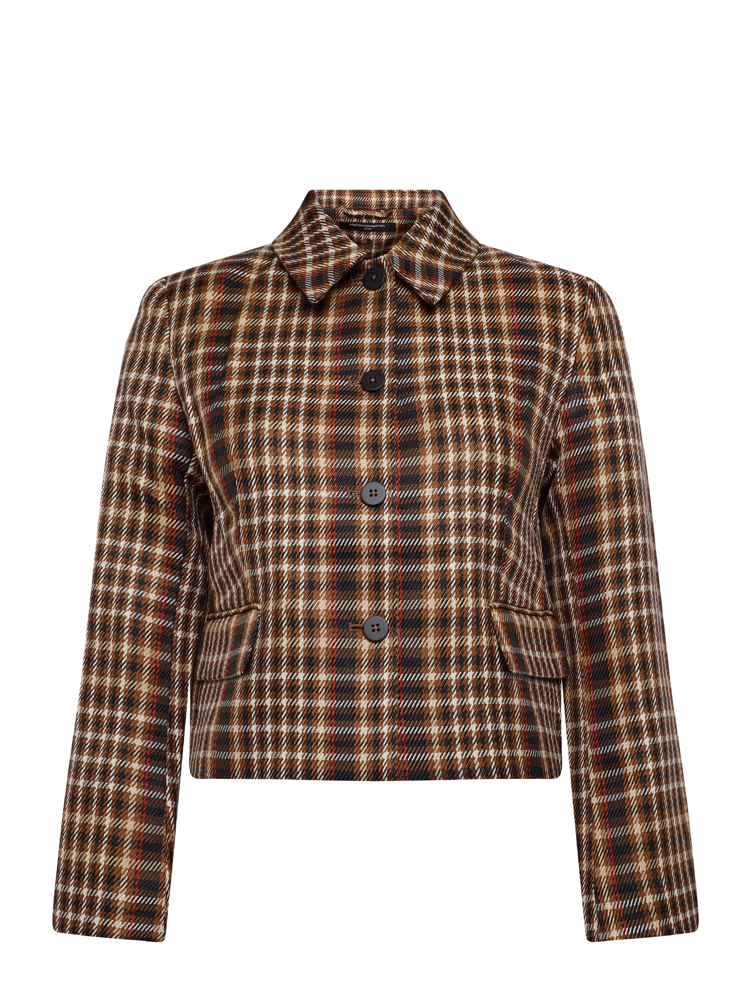 French Connection TASHA CHECKS BLAZER - French Connection - TAN BROWN / brown
