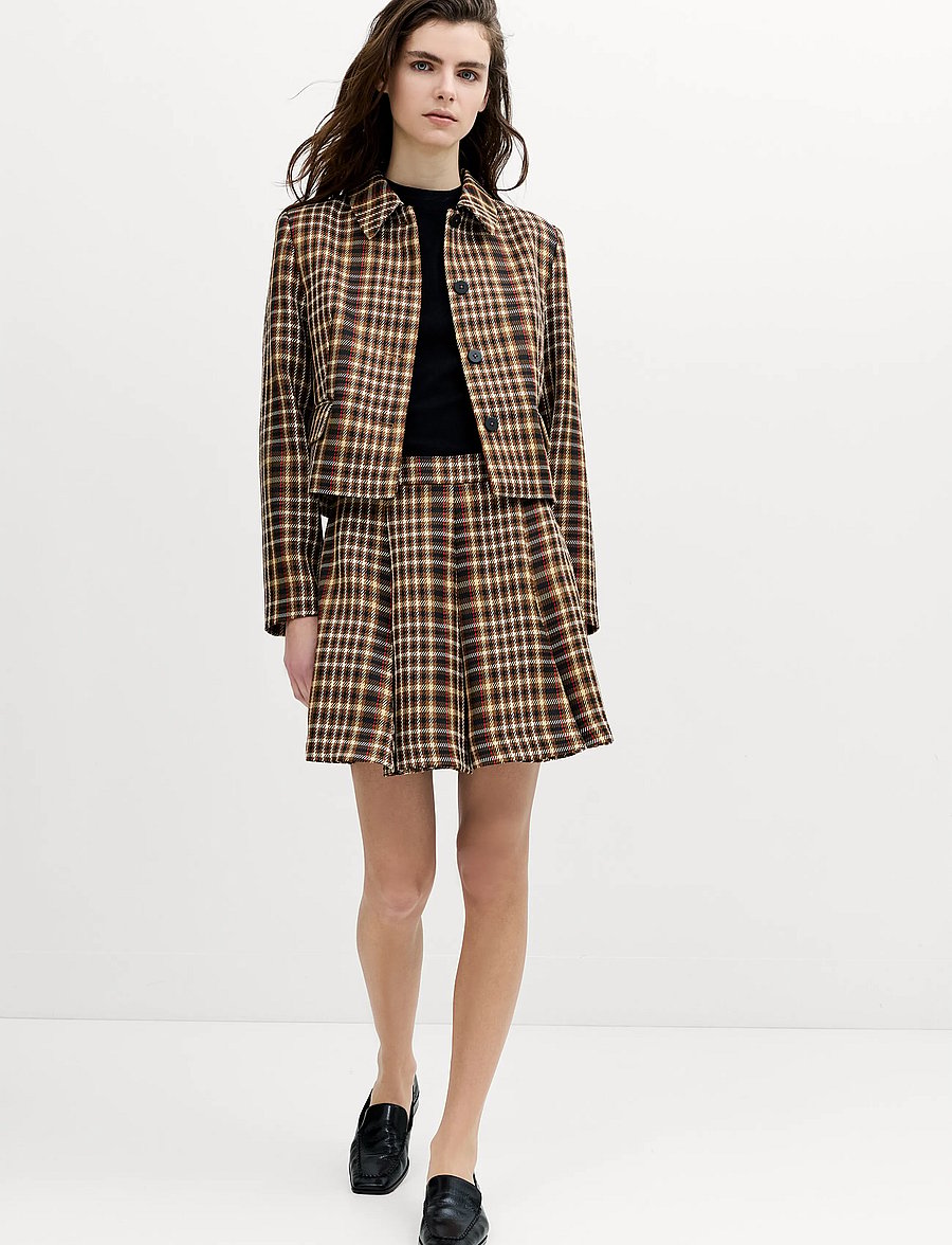 French Connection - TASHA CHECKS BLAZER - cropped-blazer - tan brown - 0